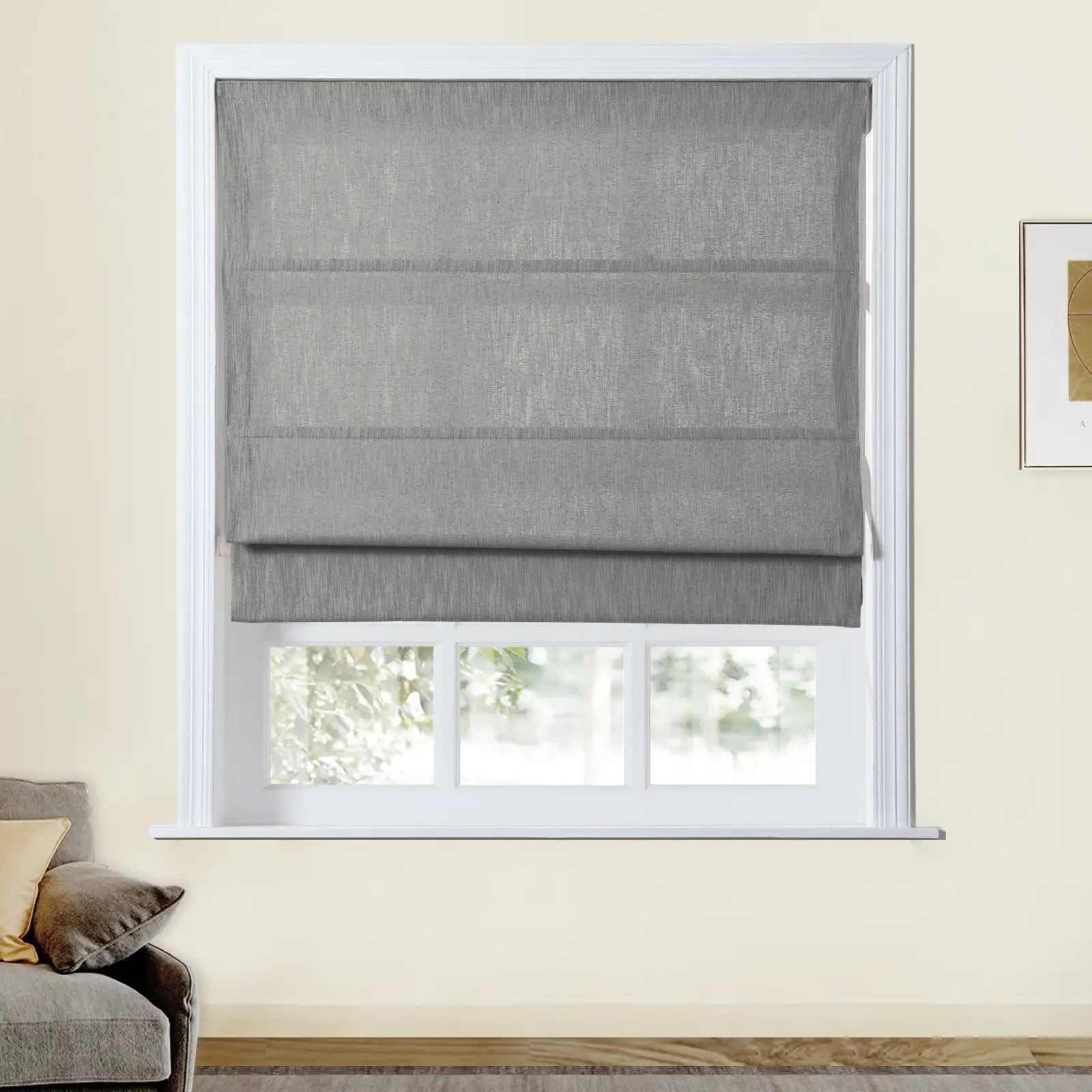 Sunny Motorized Linen Roman Shade