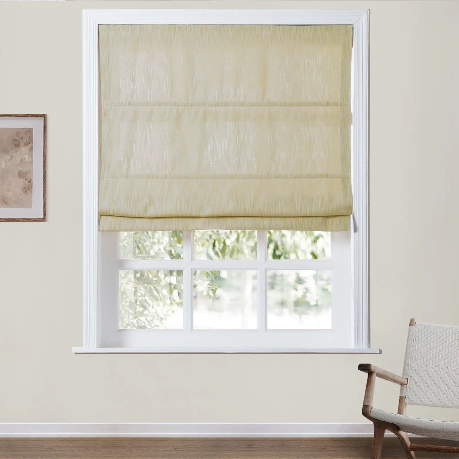 Sunny Motorized Linen Roman Shade